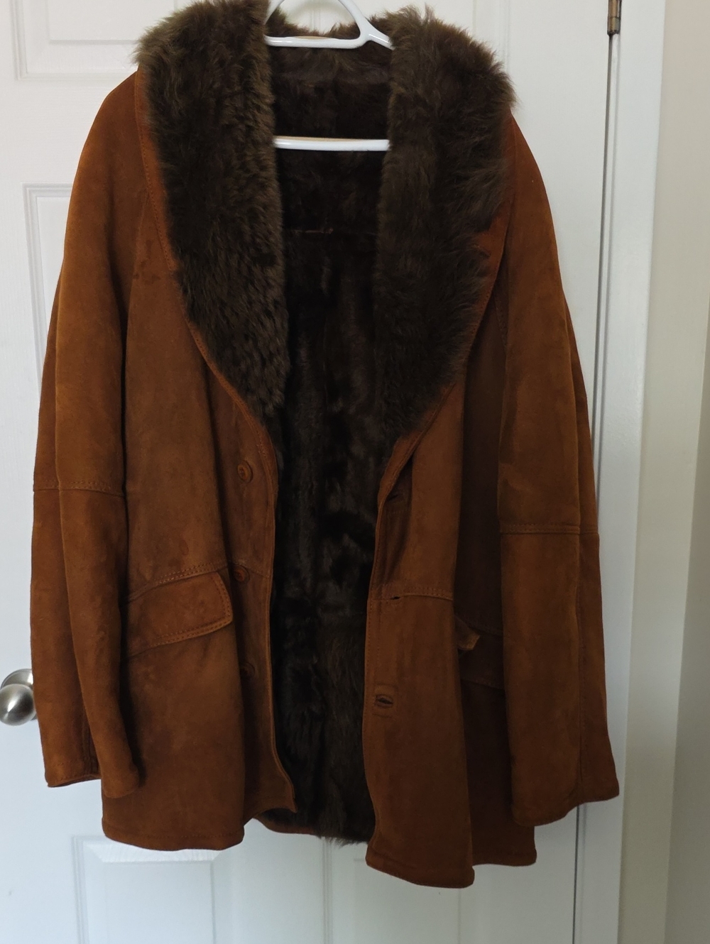 Vintage Shearling Lambskin Coat with Fur Trim